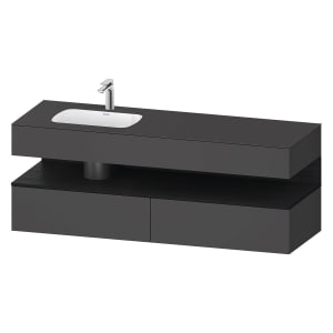 Duravit Qatego Einbauwaschtisch links mit Konsolenwaschtischunterbau 160 x 60 cm, 1 Auszug, mit LED Beleuchtung