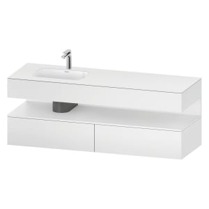 Duravit Qatego Einbauwaschtisch links mit Konsolenwaschtischunterbau 160 x 60 cm, 1 Auszug, mit LED Beleuchtung