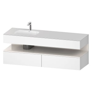 Duravit Qatego Einbauwaschtisch links mit Konsolenwaschtischunterbau 160 x 60 cm, 1 Auszug, mit LED Beleuchtung
