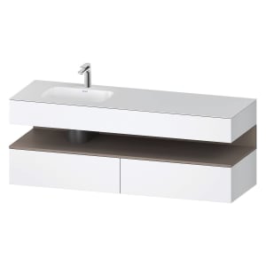 Duravit Qatego Einbauwaschtisch links mit Konsolenwaschtischunterbau 160 x 60 cm, 1 Auszug, mit LED Beleuchtung