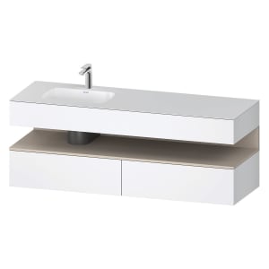 Duravit Qatego Einbauwaschtisch links mit Konsolenwaschtischunterbau 160 x 60 cm, 1 Auszug, mit LED Beleuchtung