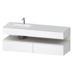 Duravit Qatego Einbauwaschtisch links mit Konsolenwaschtischunterbau 160 x 60 cm, 1 Auszug, mit LED Beleuchtung