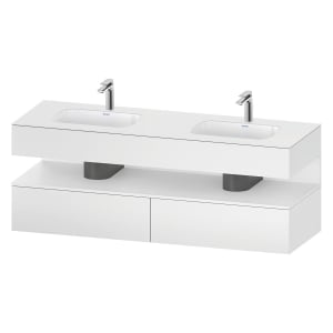 Duravit Qatego Einbauwaschtisch links und rechts mit Konsolenwaschtischunterbau 160 x 60 cm, 1 Auszug, mit LED Beleuchtung