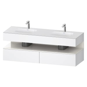 Duravit Qatego Einbauwaschtisch links und rechts mit Konsolenwaschtischunterbau 160 x 60 cm, 1 Auszug