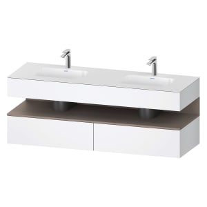 Duravit Qatego Einbauwaschtisch links und rechts mit Konsolenwaschtischunterbau 160 x 60 cm, 1 Auszug, mit LED Beleuchtung