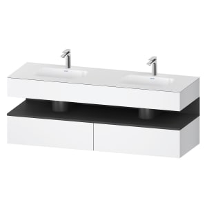 Duravit Qatego Einbauwaschtisch links und rechts mit Konsolenwaschtischunterbau 160 x 60 cm, 1 Auszug, mit LED Beleuchtung