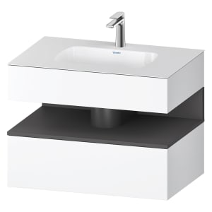 Duravit Qatego Einbauwaschtisch mit Konsolenwaschtischunterbau 80 x 60 cm, 1 Auszug, mit LED Beleuchtung