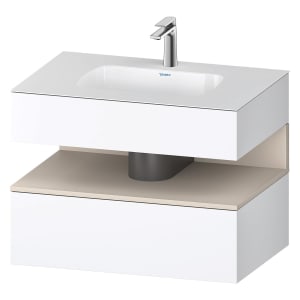 Duravit Qatego Einbauwaschtisch mit Konsolenwaschtischunterbau 80 x 60 cm, 1 Auszug, mit LED Beleuchtung