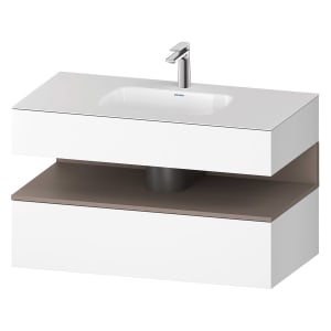 Duravit Qatego Einbauwaschtisch mit Konsolenwaschtischunterbau 100 x 60 cm, 1 Auszug, mit LED Beleuchtung