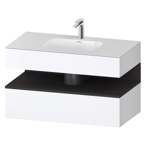 Duravit Qatego Einbauwaschtisch mit Konsolenwaschtischunterbau 100 x 60 cm, 1 Auszug, mit LED Beleuchtung