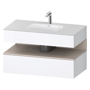 Duravit Qatego Einbauwaschtisch mit Konsolenwaschtischunterbau 100 x 60 cm, 1 Auszug, mit LED Beleuchtung