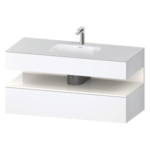 Duravit Qatego Einbauwaschtisch mit Konsolenwaschtischunterbau 120 x 60 cm, 1 Auszug, mit LED Beleuchtung