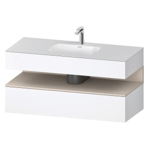 Duravit Qatego Einbauwaschtisch mit Konsolenwaschtischunterbau 120 x 60 cm, 1 Auszug, mit LED Beleuchtung