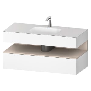 Duravit Qatego Einbauwaschtisch mit Konsolenwaschtischunterbau 120 x 60 cm, 1 Auszug, mit LED Beleuchtung