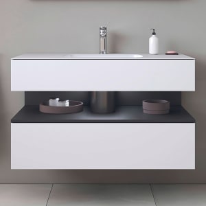 Duravit Qatego Einbauwaschtisch mit Konsolenwaschtischunterbau 100 x 60 cm, 1 Auszug, mit LED Beleuchtung