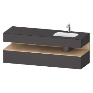 Duravit Qatego Einbauwaschtisch rechts mit Konsolenwaschtischunterbau 160 x 60 cm, 1 Auszug, mit LED Beleuchtung