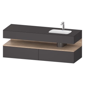 Duravit Qatego Einbauwaschtisch rechts mit Konsolenwaschtischunterbau 160 x 60 cm, 1 Auszug, mit LED Beleuchtung