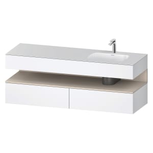 Duravit Qatego Einbauwaschtisch rechts mit Konsolenwaschtischunterbau 160 x 60 cm, 1 Auszug, mit LED Beleuchtung