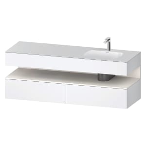 Duravit Qatego Einbauwaschtisch rechts mit Konsolenwaschtischunterbau 160 x 60 cm, 1 Auszug, mit LED Beleuchtung