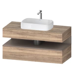 Duravit Qatego Konsolenwaschtischunterbau mit Ausschnitt mittig 120 x 60 cm, 2 Auszüge, mit LED Beleuchtung