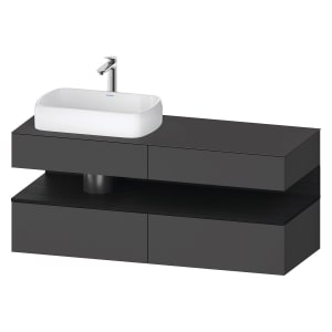 Duravit Qatego Konsolenwaschtischunterbau mit Ausschnitt links 140 x 60 cm, 4 Auszüge, mit LED Beleuchtung
