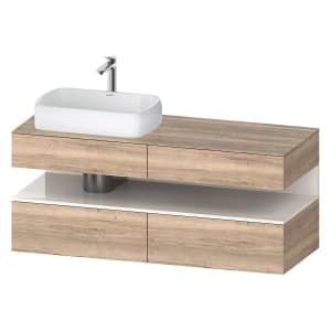 Duravit Qatego Konsolenwaschtischunterbau mit Ausschnitt links 140 x 60 cm, 4 Auszüge, mit LED Beleuchtung