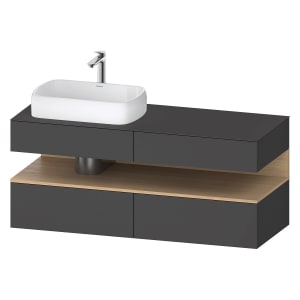 Duravit Qatego Konsolenwaschtischunterbau mit Ausschnitt links 140 x 60 cm, 4 Auszüge