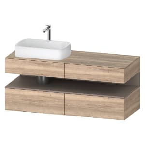 Duravit Qatego Konsolenwaschtischunterbau mit Ausschnitt links 140 x 60 cm, 4 Auszüge, mit LED Beleuchtung