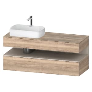 Duravit Qatego Konsolenwaschtischunterbau mit Ausschnitt links 140 x 60 cm, 4 Auszüge, mit LED Beleuchtung