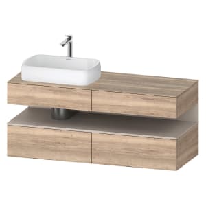 Duravit Qatego Konsolenwaschtischunterbau mit Ausschnitt links 140 x 60 cm, 4 Auszüge