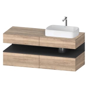 Duravit Qatego Konsolenwaschtischunterbau mit Ausschnitt rechts 140 x 60 cm, 4 Auszüge, mit LED Beleuchtung