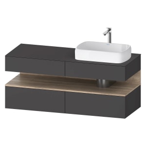 Duravit Qatego Konsolenwaschtischunterbau mit Ausschnitt rechts 140 x 60 cm, 4 Auszüge