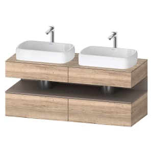 Duravit Qatego Konsolenwaschtischunterbau mit zwei Ausschnitten 140 x 60 cm, 4 Auszüge, mit LED Beleuchtung