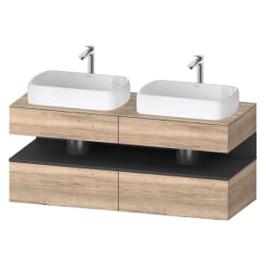 Duravit Qatego Konsolenwaschtischunterbau mit zwei Ausschnitten 140 x 60 cm, 4 Auszüge