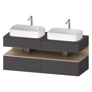 Duravit Qatego Konsolenwaschtischunterbau mit zwei Ausschnitten 140 x 60 cm, 4 Auszüge