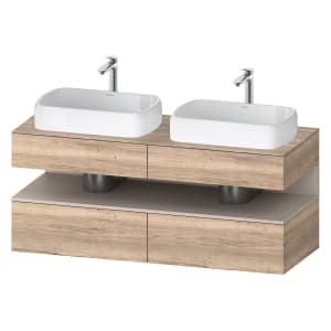 Duravit Qatego Konsolenwaschtischunterbau mit zwei Ausschnitten 140 x 60 cm, 4 Auszüge