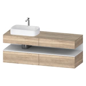 Duravit Qatego Konsolenwaschtischunterbau mit Ausschnitt links 160 x 60 cm, 4 Auszüge