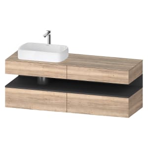 Duravit Qatego Konsolenwaschtischunterbau mit Ausschnitt links 160 x 60 cm, 4 Auszüge