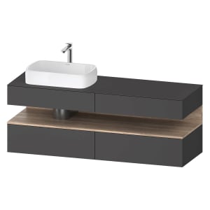 Duravit Qatego Konsolenwaschtischunterbau mit Ausschnitt links 160 x 60 cm, 4 Auszüge, mit LED Beleuchtung