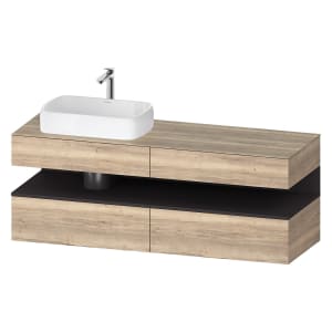 Duravit Qatego Konsolenwaschtischunterbau mit Ausschnitt links 160 x 60 cm, 4 Auszüge