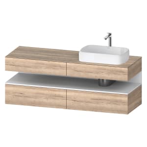 Duravit Qatego Konsolenwaschtischunterbau mit Ausschnitt rechts 160 x 60 cm, 4 Auszüge, mit LED Beleuchtung