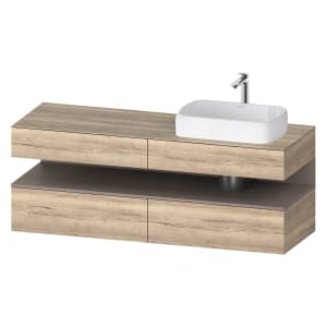 Duravit Qatego Konsolenwaschtischunterbau mit Ausschnitt rechts 160 x 60 cm, 4 Auszüge