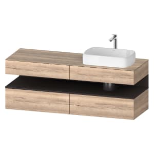 Duravit Qatego Konsolenwaschtischunterbau mit Ausschnitt rechts 160 x 60 cm, 4 Auszüge, mit LED Beleuchtung