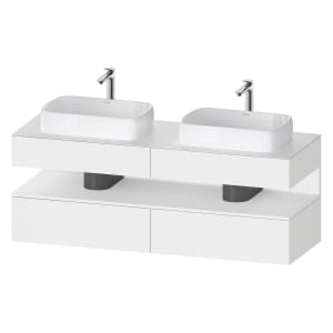 Duravit Qatego Konsolenwaschtischunterbau mit zwei Ausschnitten 160 x 60 cm, 4 Auszüge, mit LED Beleuchtung