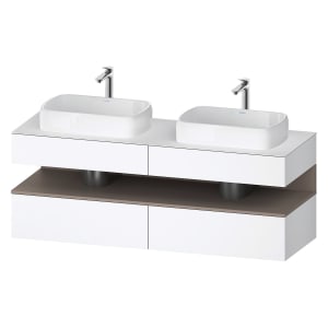 Duravit Qatego Konsolenwaschtischunterbau mit zwei Ausschnitten 160 x 60 cm, 4 Auszüge, mit LED Beleuchtung