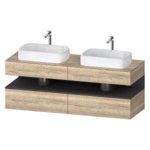 Duravit Qatego Konsolenwaschtischunterbau mit zwei Ausschnitten 160 x 60 cm, 4 Auszüge