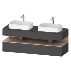 Duravit Qatego Konsolenwaschtischunterbau mit zwei Ausschnitten 160 x 60 cm, 4 Auszüge