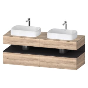 Duravit Qatego Konsolenwaschtischunterbau mit zwei Ausschnitten 160 x 60 cm, 4 Auszüge, mit LED Beleuchtung