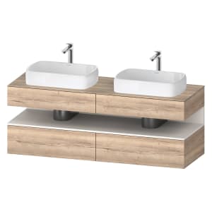 Duravit Qatego Konsolenwaschtischunterbau mit zwei Ausschnitten 160 x 60 cm, 4 Auszüge