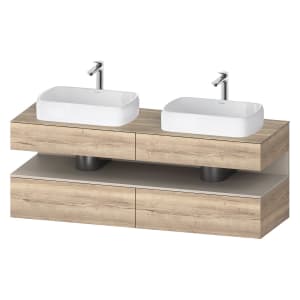 Duravit Qatego Konsolenwaschtischunterbau mit zwei Ausschnitten 160 x 60 cm, 4 Auszüge, mit LED Beleuchtung